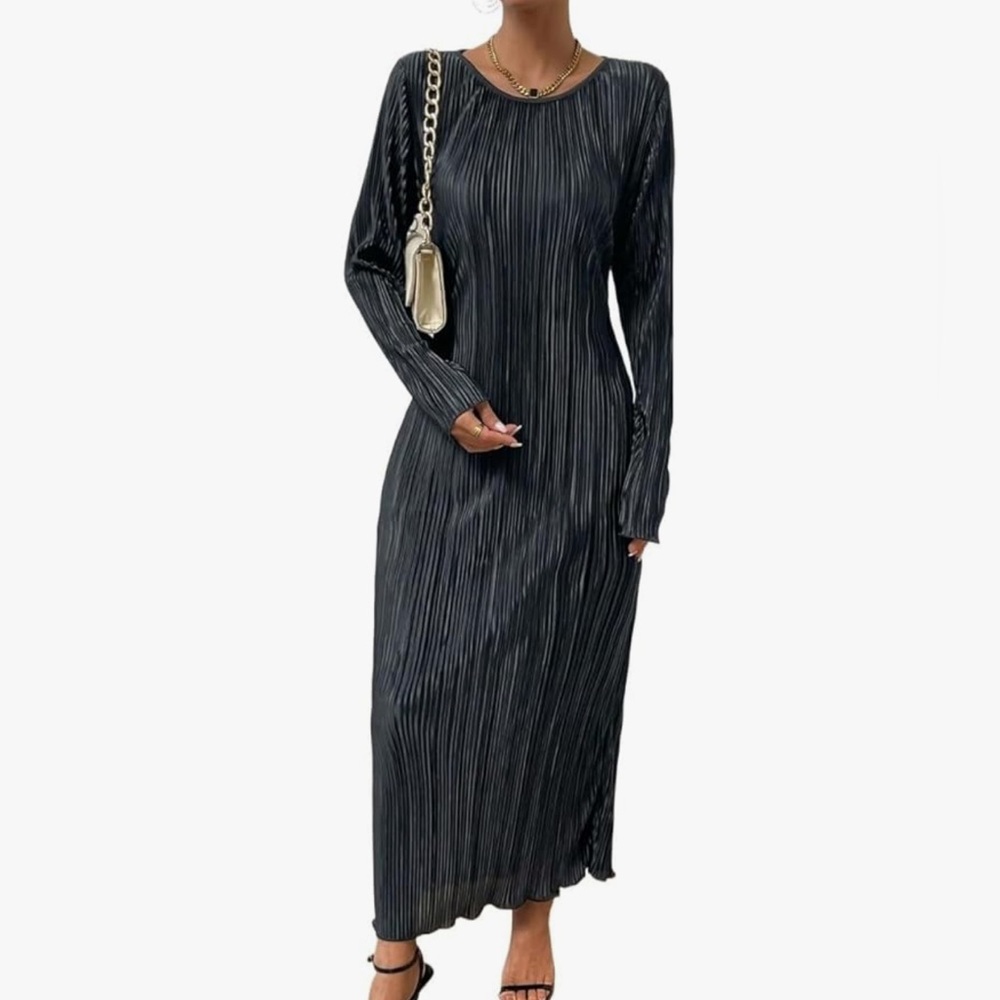 Chic Black Long Sleeve Maxi Dress